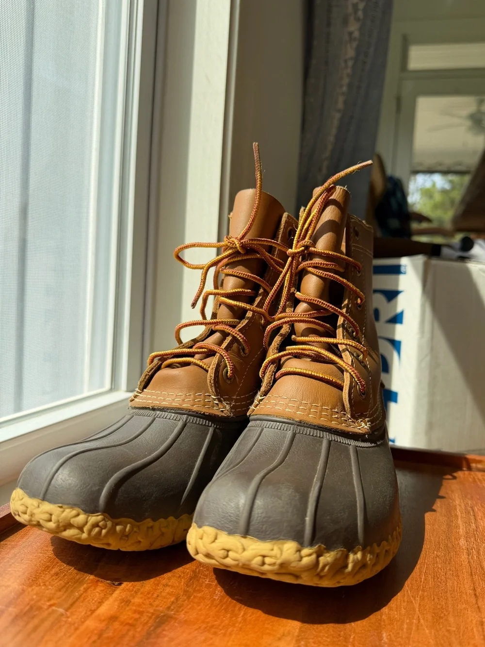 L.L. Bean Women's Two-Tone Tan and Dark Gray Winter Rain Boots